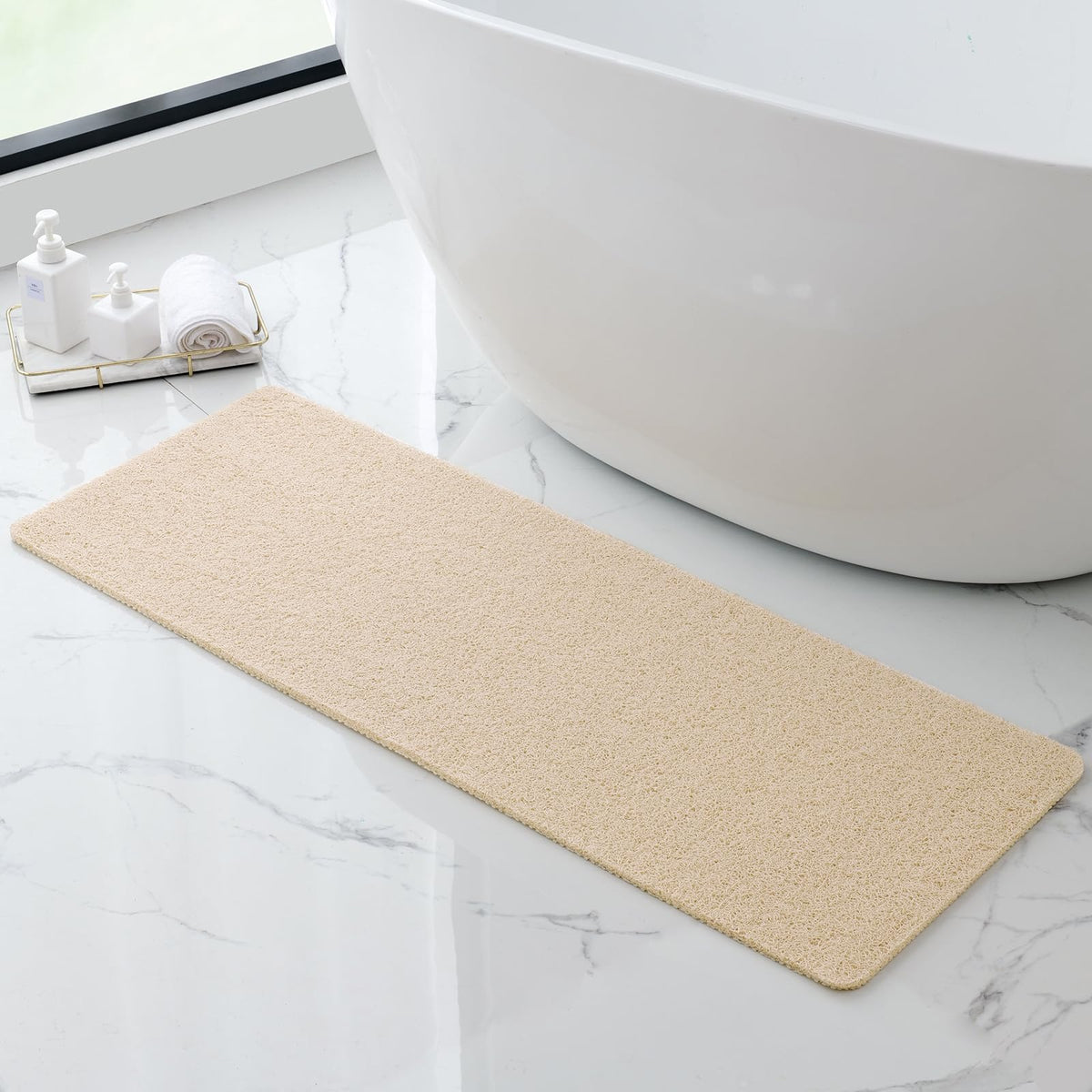 Non-Slip Bathtub Mat, 17x 30 Inch, Shower Mats for Bath Tub, PVC Loofah Bathroom Mats for Wet Areas, Quick Drying