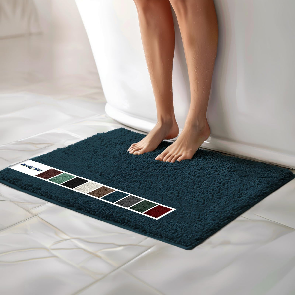 Muddy Mat Chenille Bathroom Rugs Quick Dry Microfiber Mats Non Slip Washable, Extra Thick, Soft and Highly Absorbent Bath Mats for Bathroom, Kitchen, and Shower Floor - Grey Medium 30"X19"
