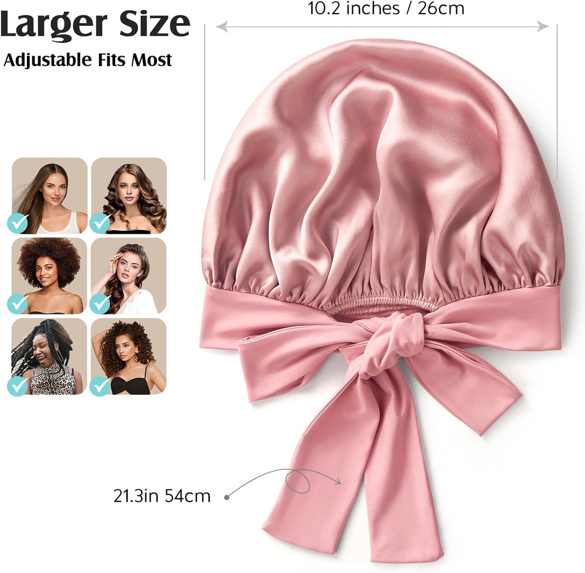 YFONG 100% Mulberry Silk Bonnet for Sleeping Women Men, Large Double Layer