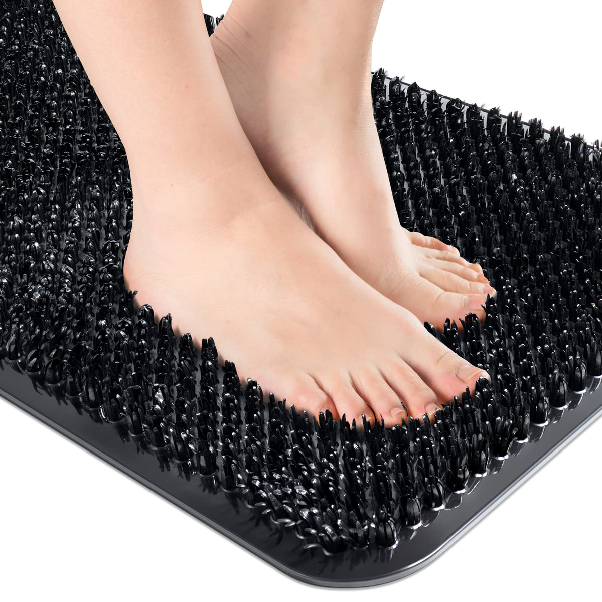 OTHWAY Non Slip Grassy Bathtub Mat : 25.6X13.4 inches Sturdy But Soft Bath Mat_Quick Drain Shower Floor Mat with Soft Bristles for Scrubbing Feet (Clear)