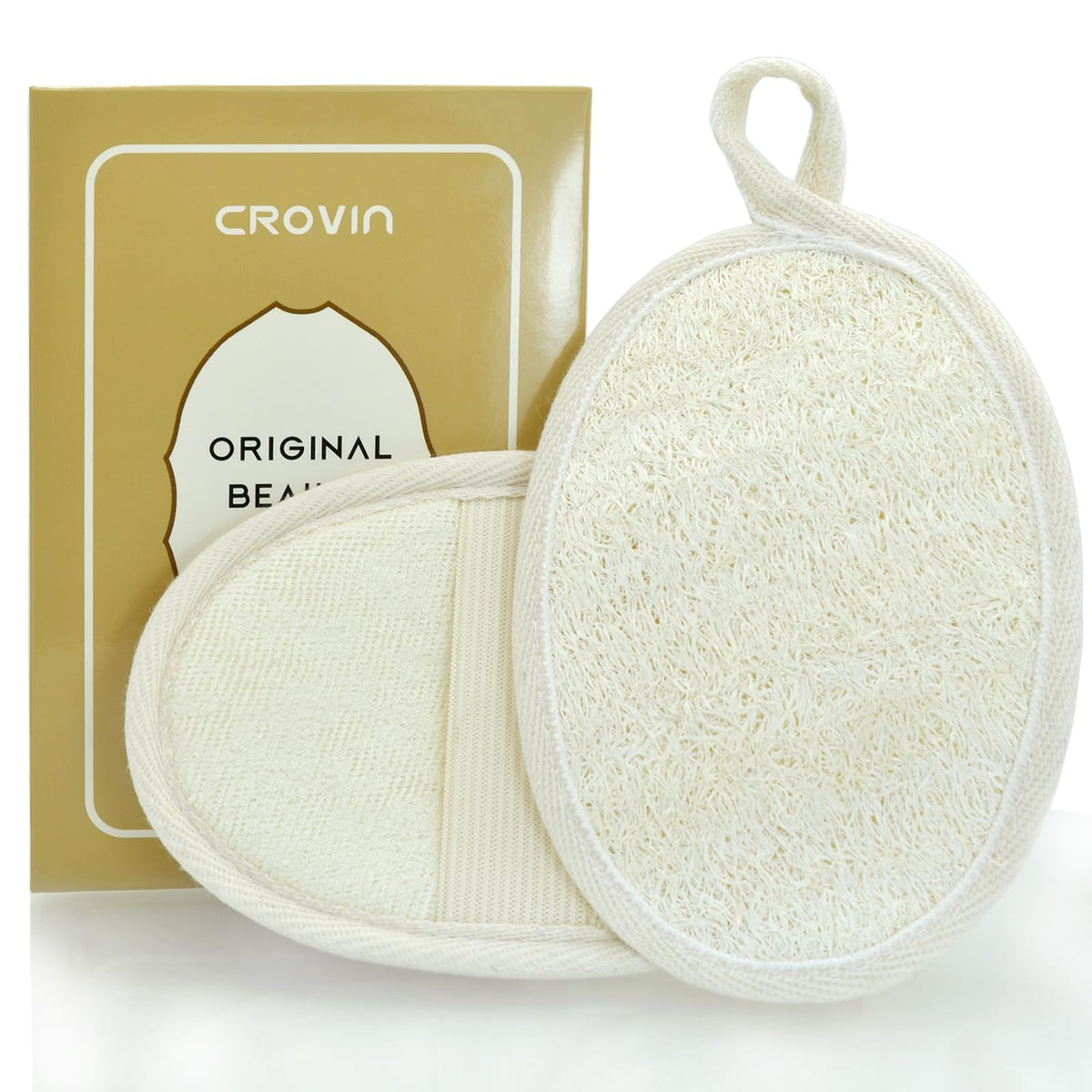 Natural Loofah Exfoliating Body Scrubber, Shower Loofah Sponge Pack