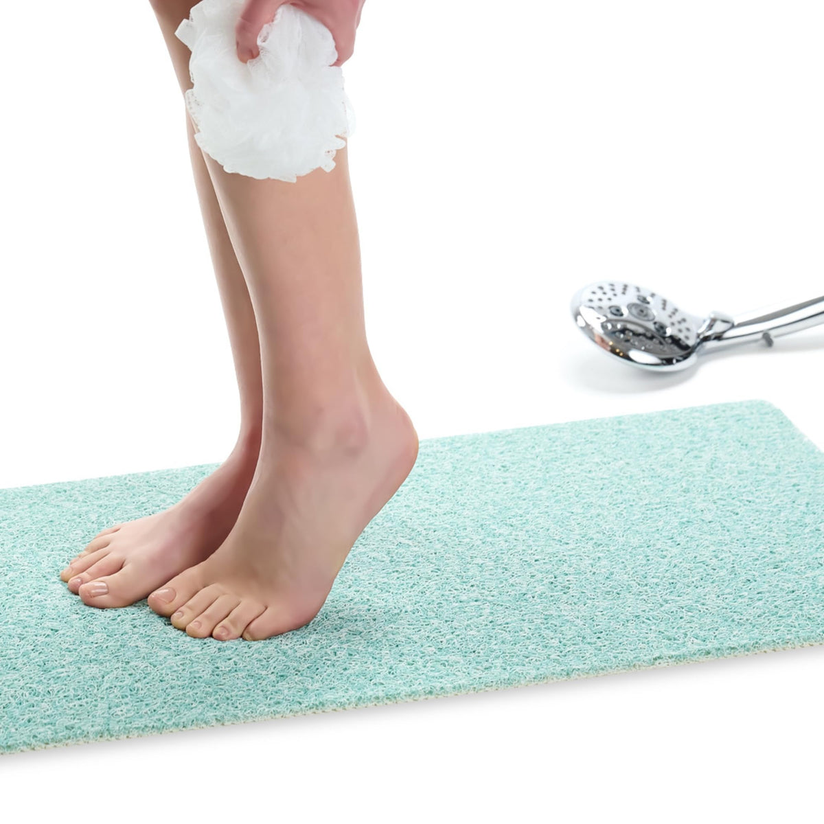Non Slip Bathtub Mat Shower Mat for Tub - Loofah Bath Mats for Bathroom - 40x16 Bathtub Floor Mat - Textured Anti Slip Bath Mat Without Suction Cups - Secure Mat for Wet Areas (40x16 Pebble Blue)