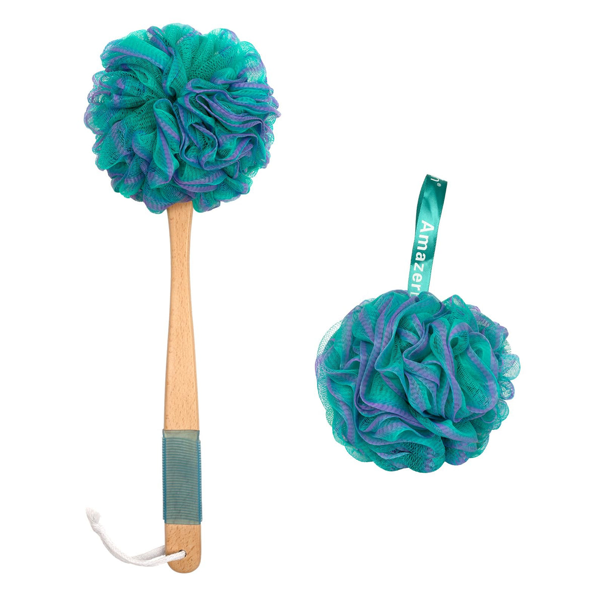 AmazerBath Loofah Back Scrubber for Shower, Loofah Sponge with Handle, Pink
