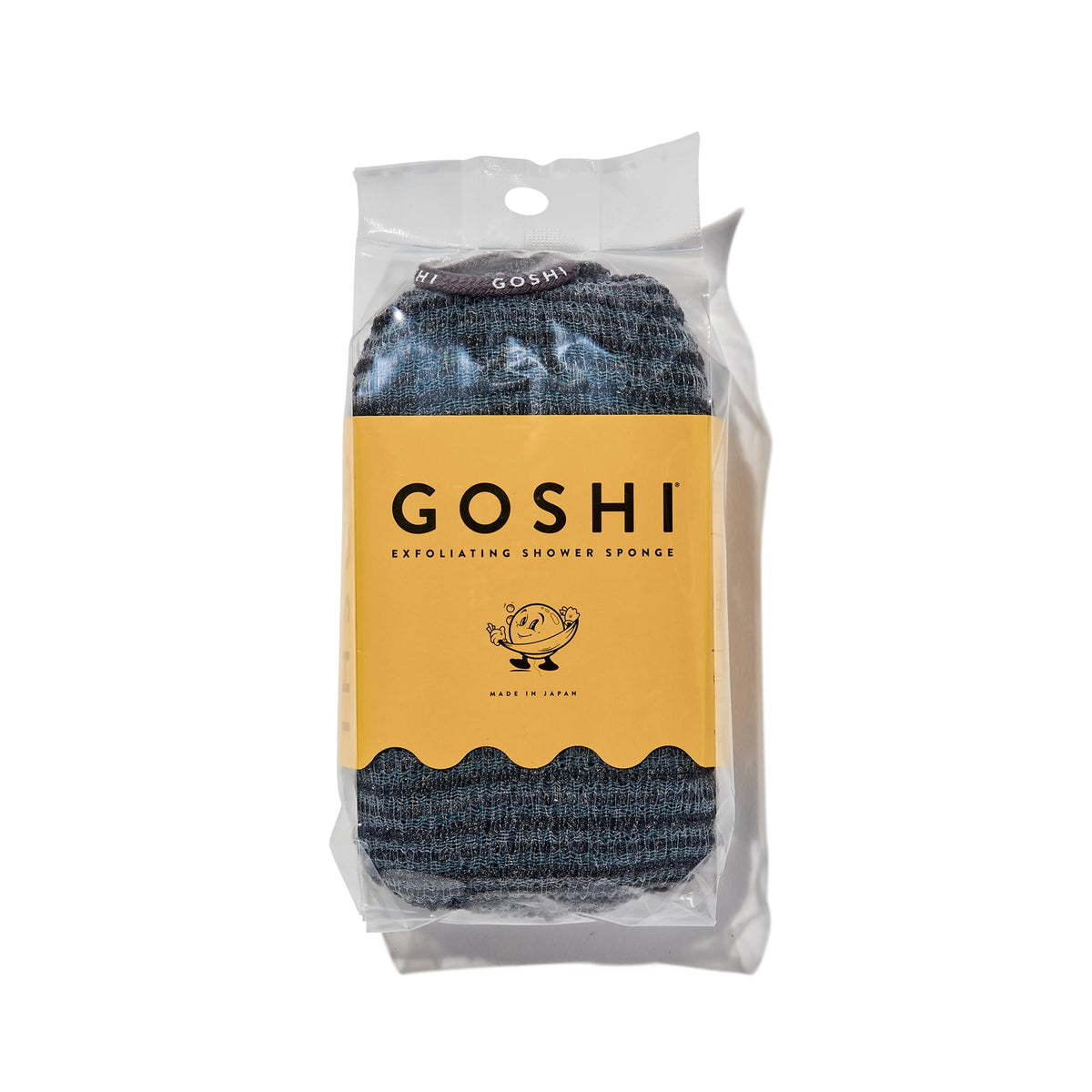 GOSHI Exfoliating Shower Sponge - Rip-Resistant, Rapid-Drying Exfoliating Bath Sponge for All Skin Types - Indigo Blue - Made in Japan