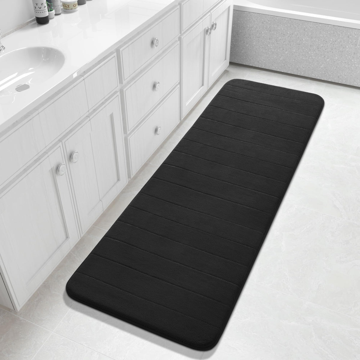 Yimobra Memory Foam Bath Mat, Super Soft Absorbent Bathroom Rug Non Slip 31.5x20 Inch, Quick Dry, Machine Washable Floor Carpet for Tub Shower, Home Decor Accessories, Beige