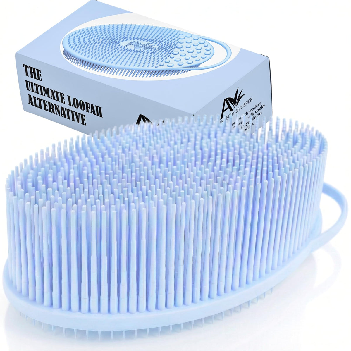 Avilana Premium Silicone Body Scrubber - Trusted Since 2017 - SGS Certified Food Grade Dual Sided Bath Brush, Quick-Dry Exfoliating Loofah Alternative, Massage Brush Sensitive Skin Women Men