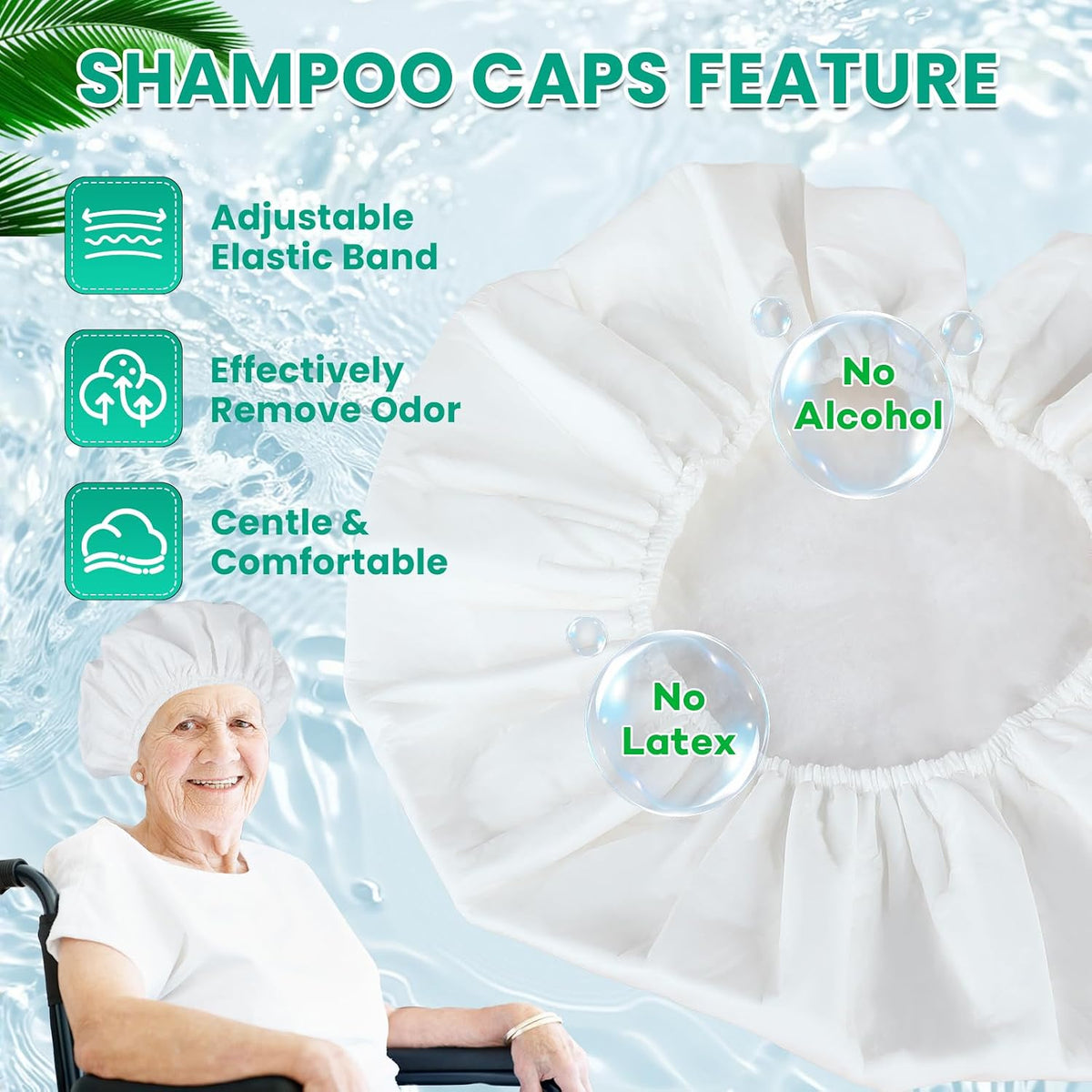 6 Pack Shampoo Caps No Rinse, Waterless Hair Washing Shower Cap