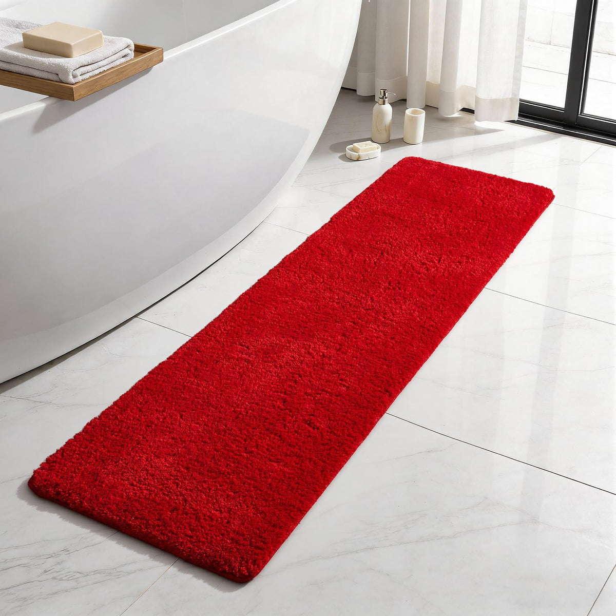 TYUU Black Bathroom Rug, Ultra Soft Bath Rugs Non Slip Washable, Super Absorbent Quick Dry Small Bath Mat with Rubber Backing for Bathroom Floor, Shower, or Sink, Black 16" x 24"