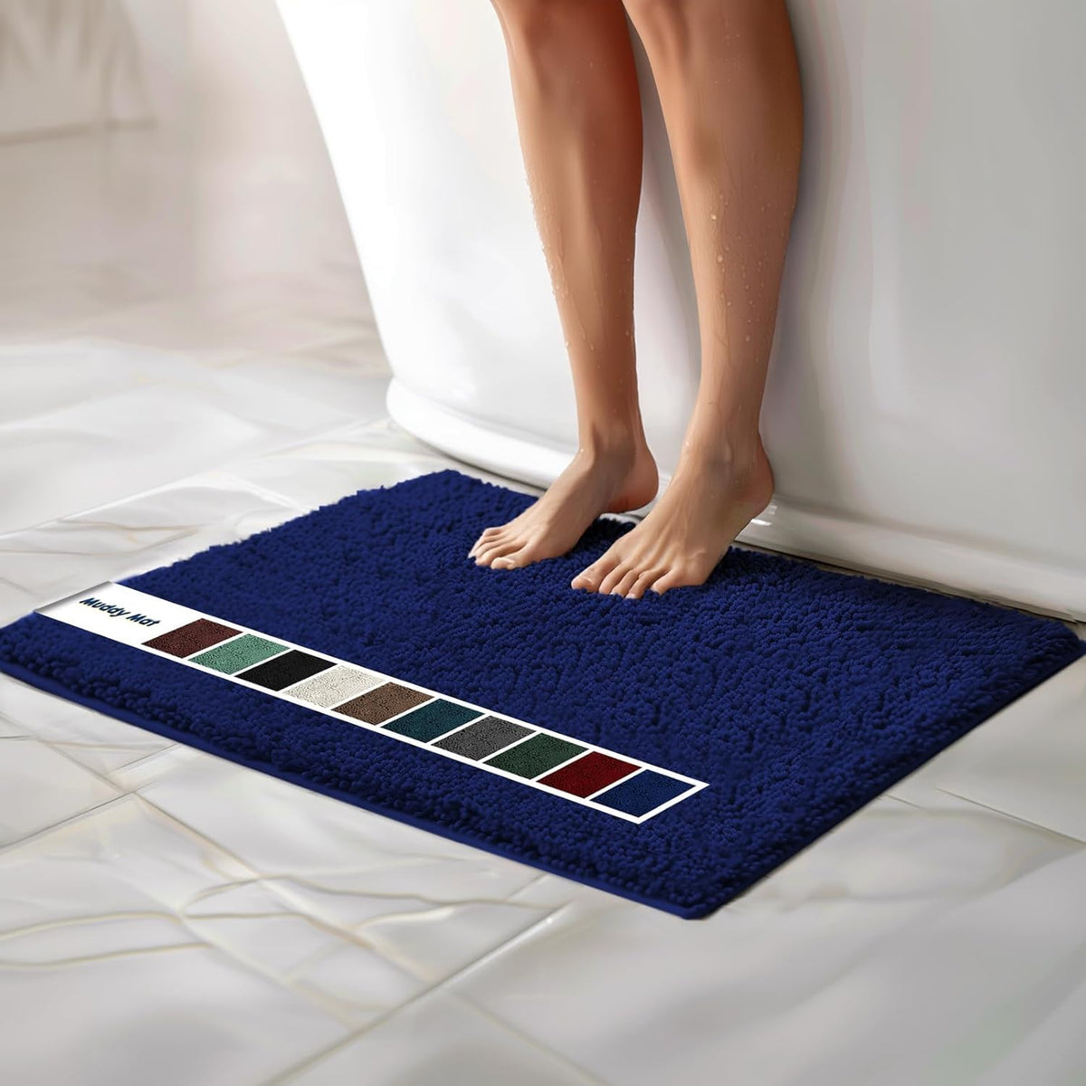 Muddy Mat Chenille Bathroom Rugs Quick Dry Microfiber Mats Non Slip Washable, Extra Thick, Soft and Highly Absorbent Bath Mats for Bathroom, Kitchen, and Shower Floor - Grey Medium 30"X19"