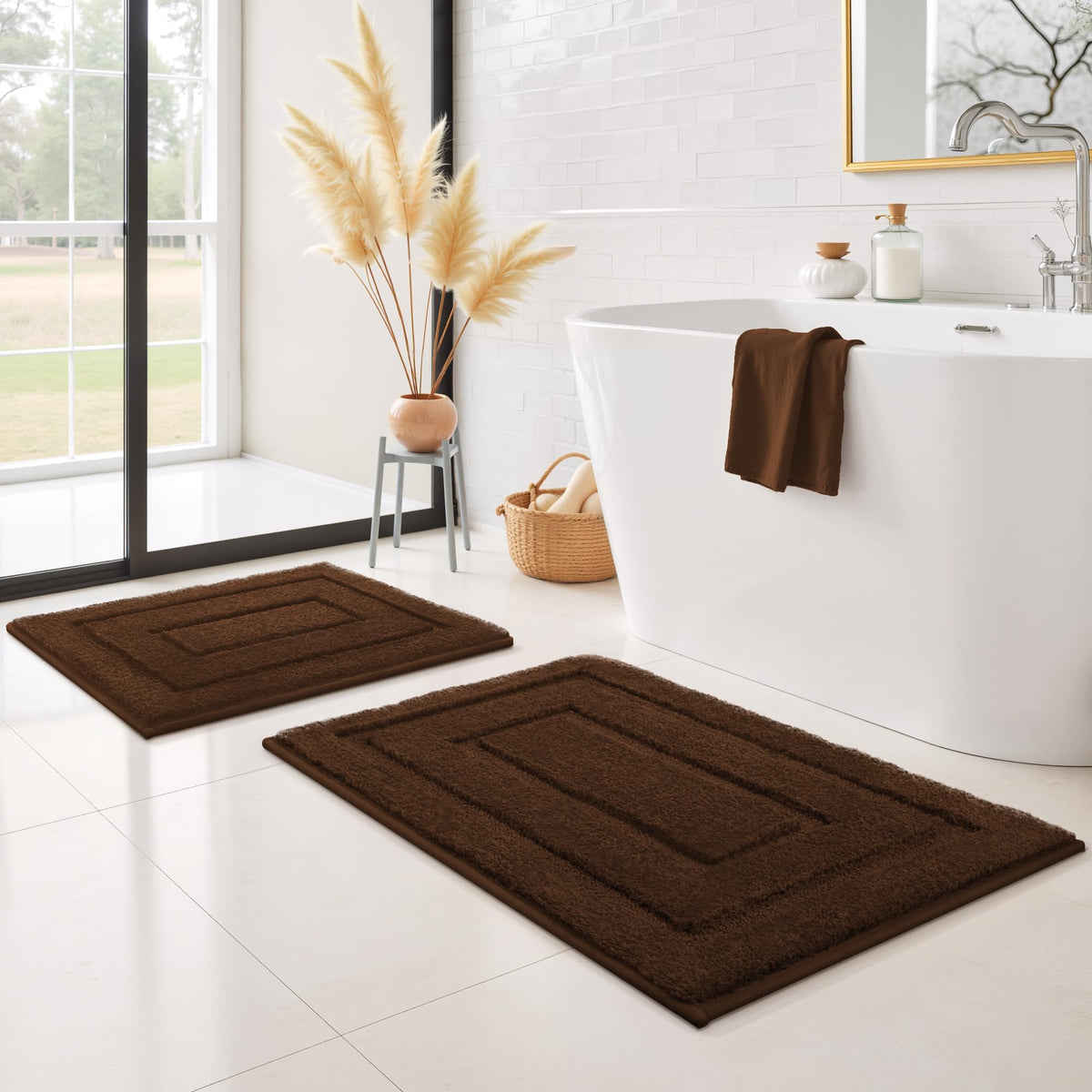 GRANNY SAYS Blue Bathroom Rug 16" x 24", Non-Slip Microfiber Bath Mat