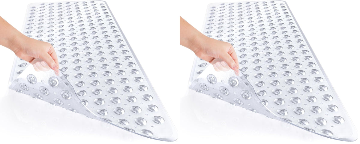 AmazerBath Shower Mat Non Slip 40 x 16 Inches, Shower Stall Mats with Suction Cups and Drain Holes, Non Slip Bath Mat for Tub for Elderly & Kids, Clear