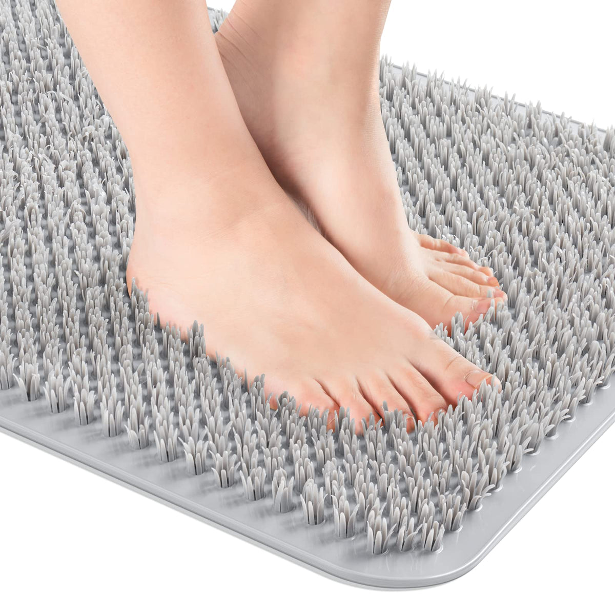OTHWAY Non Slip Grassy Bathtub Mat : 25.6X13.4 inches Sturdy But Soft Bath Mat_Quick Drain Shower Floor Mat with Soft Bristles for Scrubbing Feet (Clear)