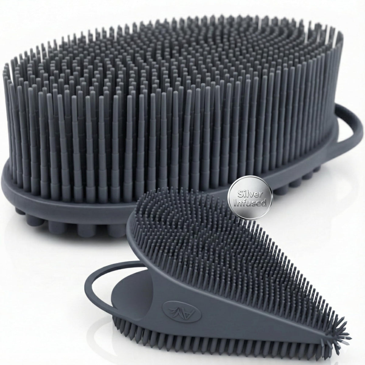 Avilana Premium Silicone Body Scrubber - Trusted Since 2017 - SGS Certified Food Grade Dual Sided Bath Brush, Quick-Dry Exfoliating Loofah Alternative, Massage Brush Sensitive Skin Women Men