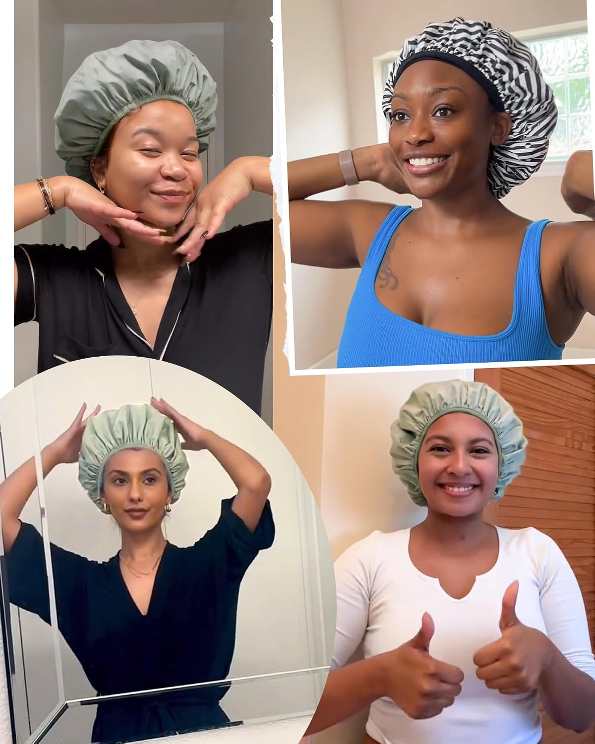 Yanibest Shower Cap Reusable Waterproof, Double Layer Shower Caps for Women
