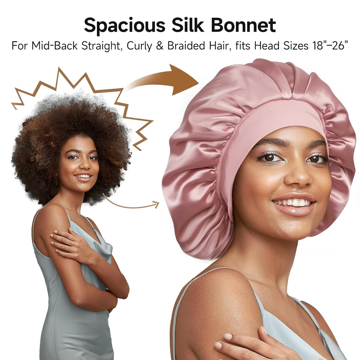 Umisleep 22 Momme Silk Lined Bonnet for Sleeping Women, Double Layer, Soft