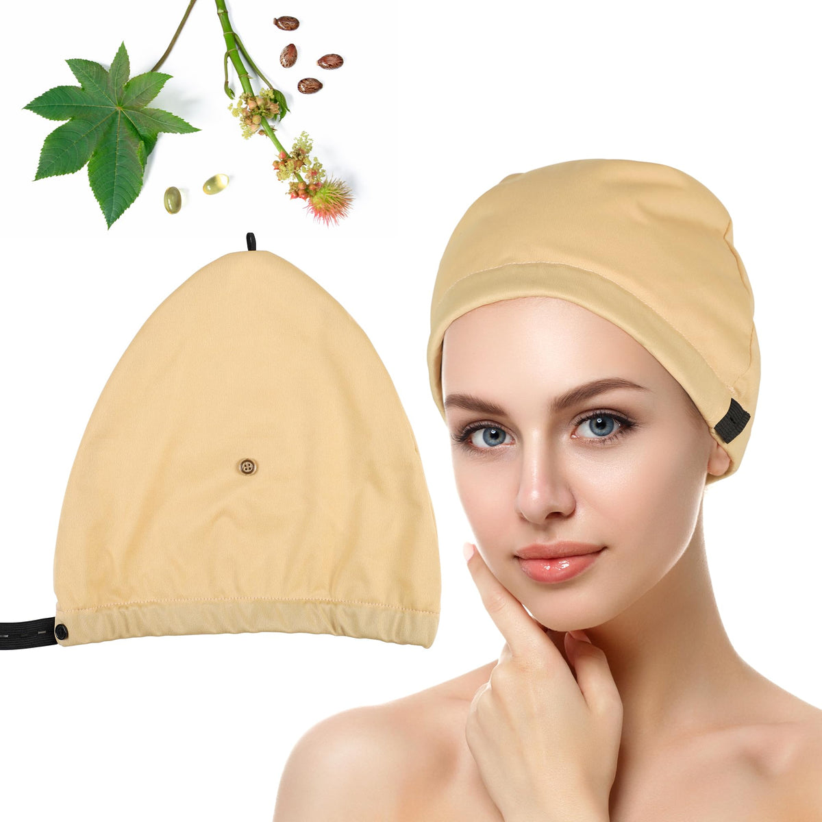 Paw Legend Castor Oil Pack Wrap Overnight Hair Wrap for Sleep Organic Cotton Reusable Hair Cap Cover, Dark Green