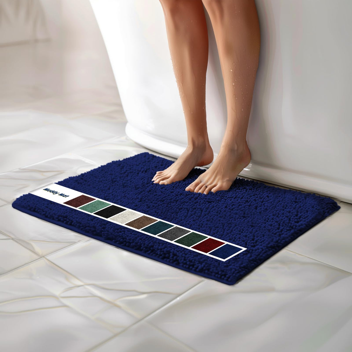 Muddy Mat Chenille Bathroom Rugs Quick Dry Microfiber Mats Non Slip Washable, Extra Thick, Soft and Highly Absorbent Bath Mats for Bathroom, Kitchen, and Shower Floor - Grey Medium 30"X19"