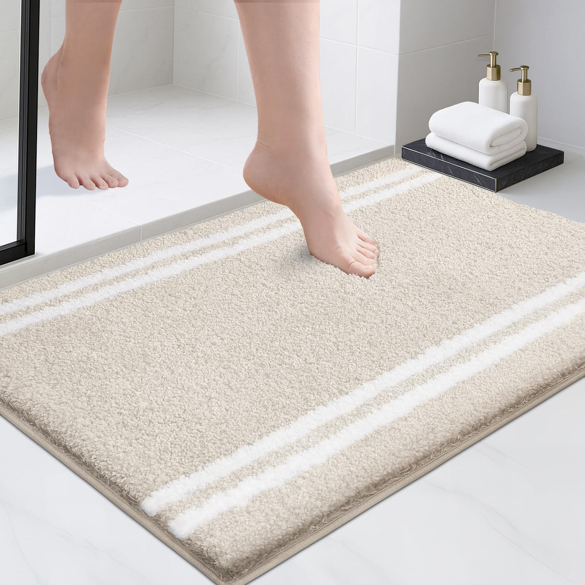 PURRUGS Bathroom Rug, Bath Mat, 20" x 30", Beige