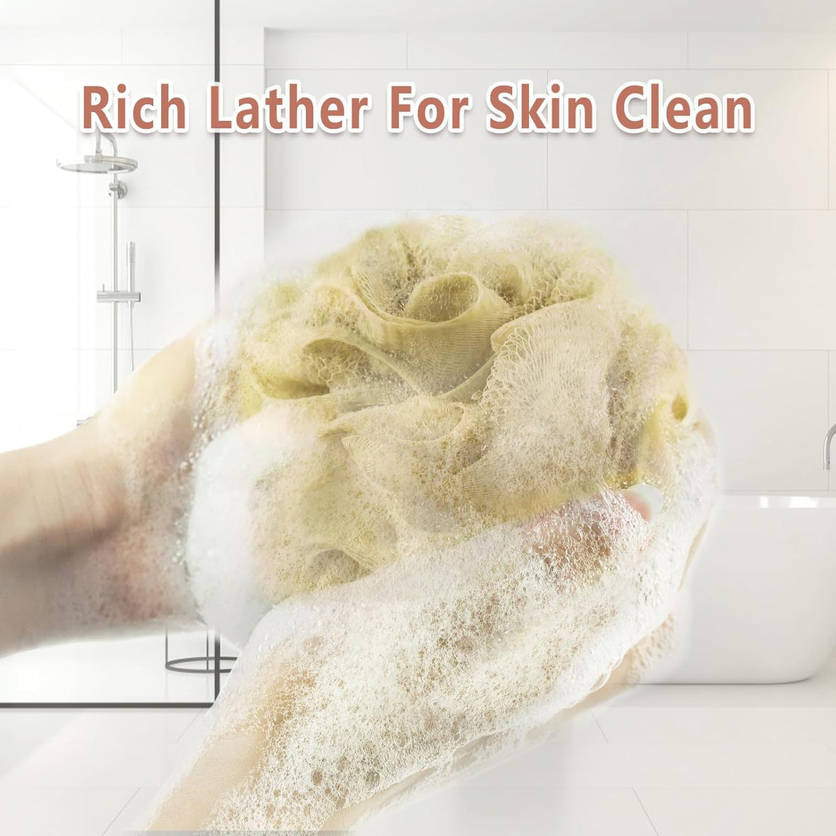 Rnoafmu Shower Loofah Bath Sponge, 60G Loofa Exfoliating Body Scrubber