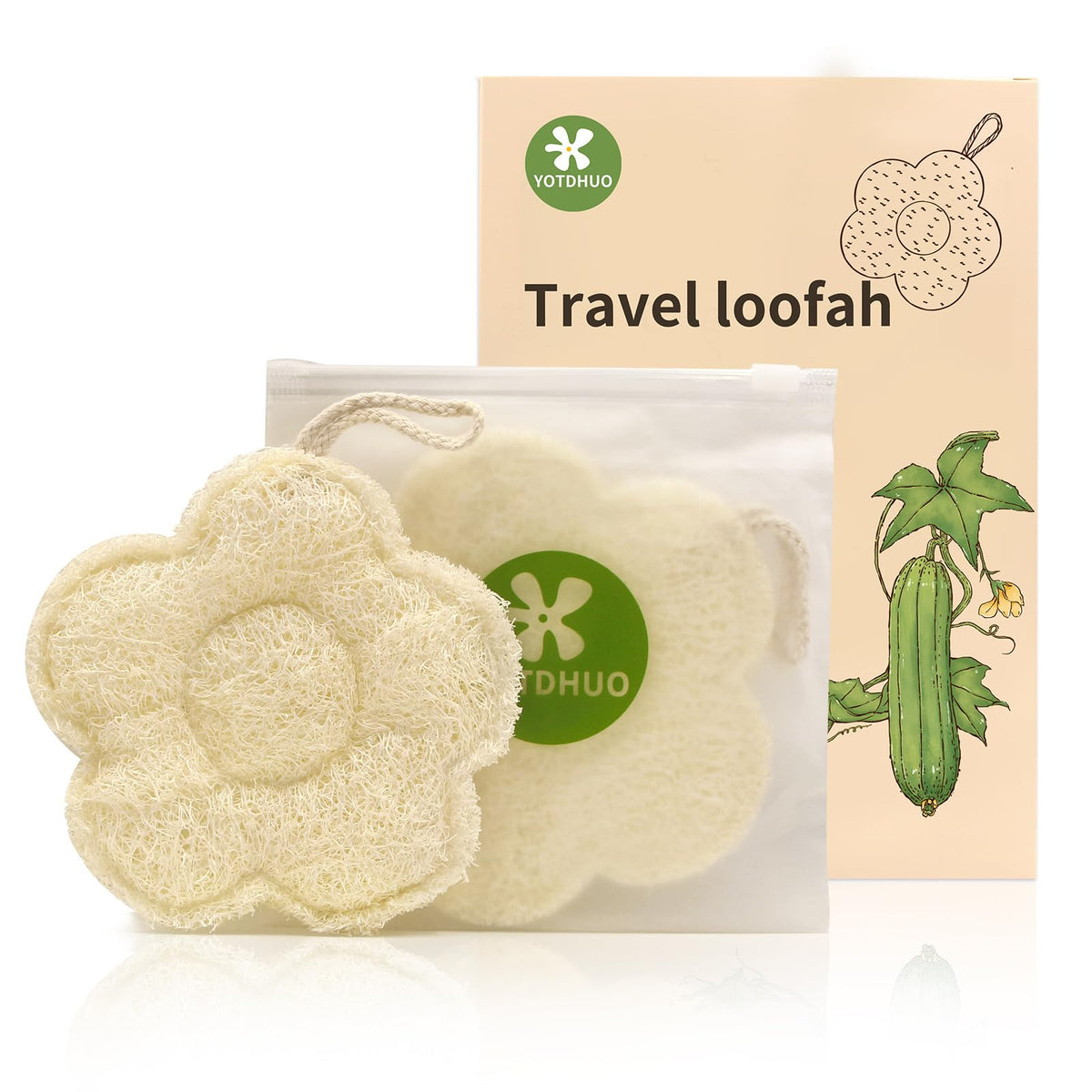 Travel Loofah Made from Real Egyptian Shower Loofah Spong Natural,Rough,Exfoliating,Quick-Drying,Lightweight,Rich Foam,Designed for Travel Convenient to Pack and Carry(2pack)