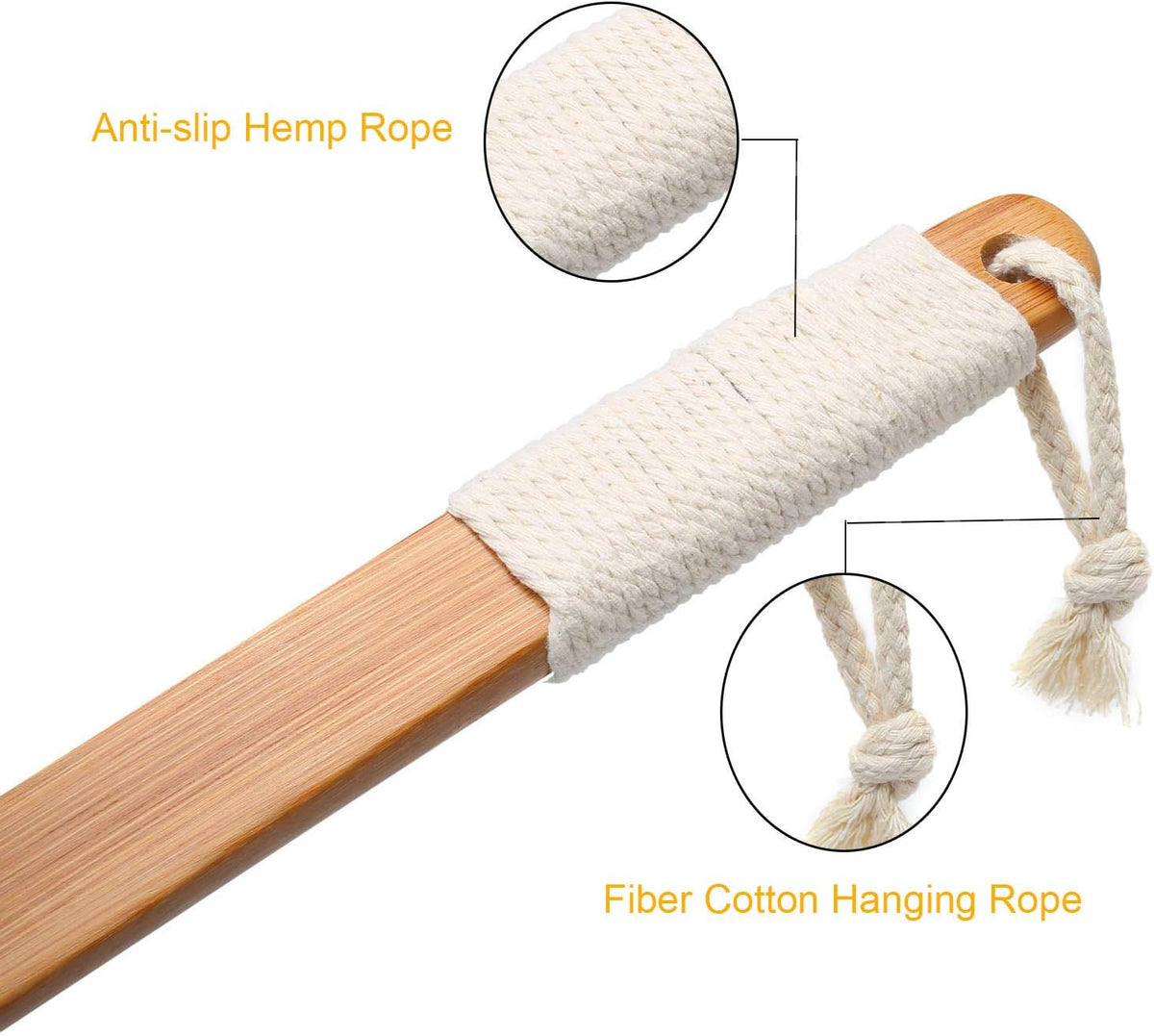 Leotruny 100% Natural Exfoliating Loofah with Long Wooden Handle