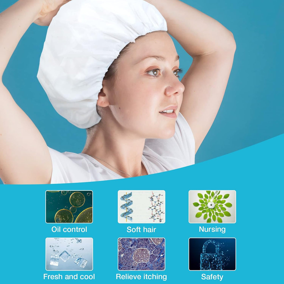 Shampoo Caps No Water Rinse Free for Bedridden Patients, 12 Pack