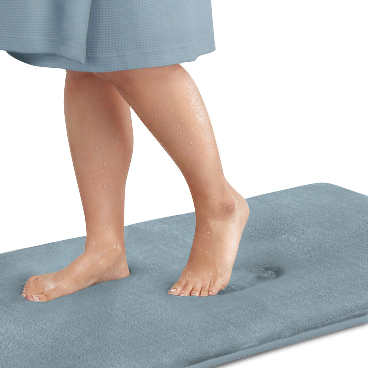 Memory Foam Bath Mat Non Slip Absorbent Super Cozy Velvet Bathroom Rug Carpet (20 inches X 32 inches, Grey)