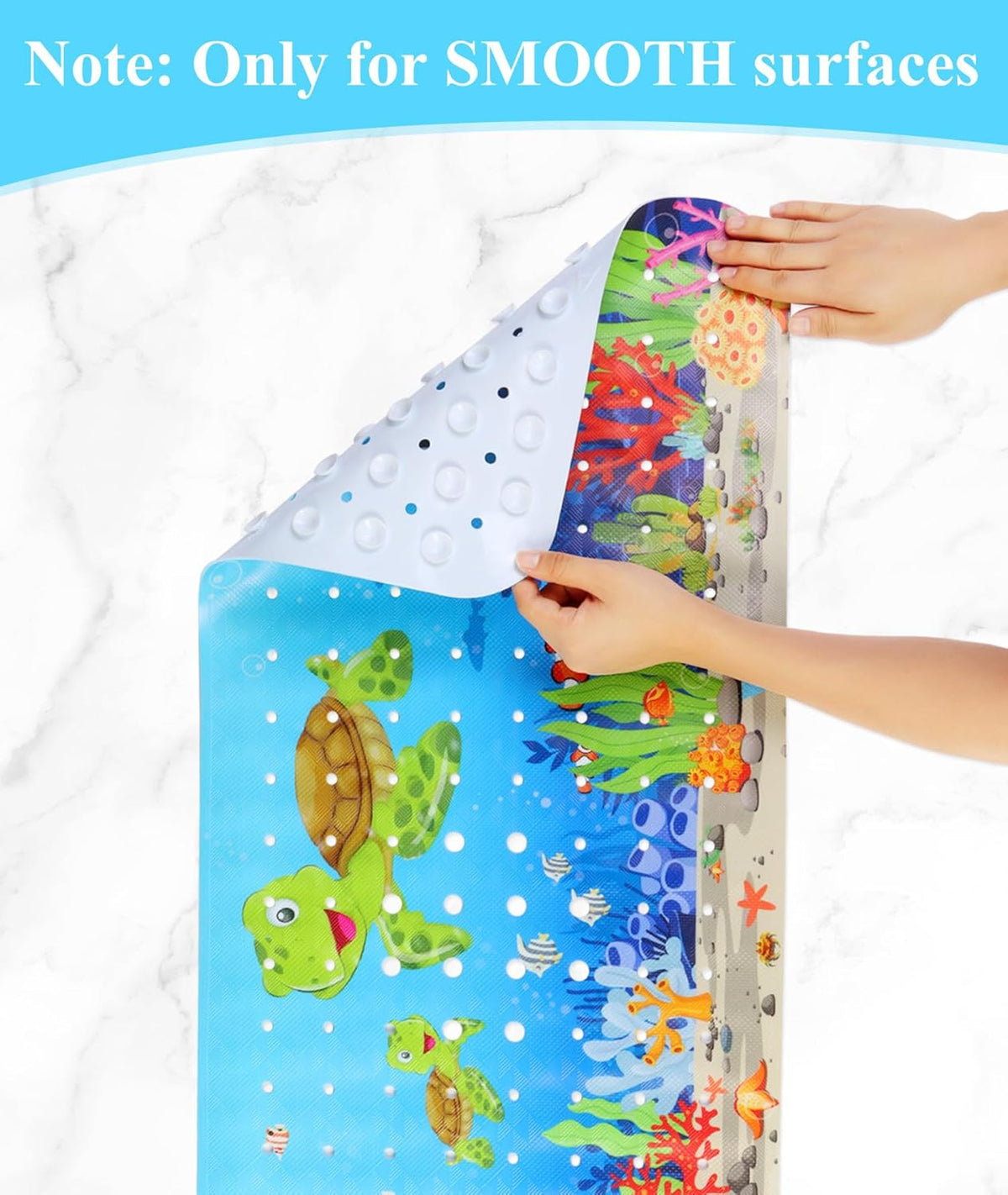 Secopad Bathtub Mat Non Slip, Cute Tub Mat, 40" x 16", Turtles