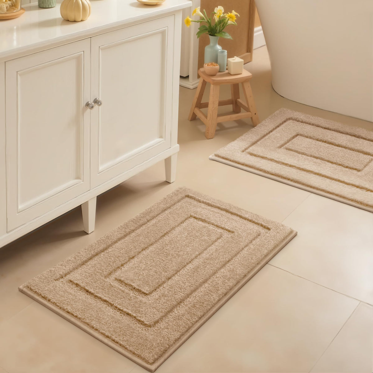 GRANNY SAYS Blue Bathroom Rug 16" x 24", Non-Slip Microfiber Bath Mat