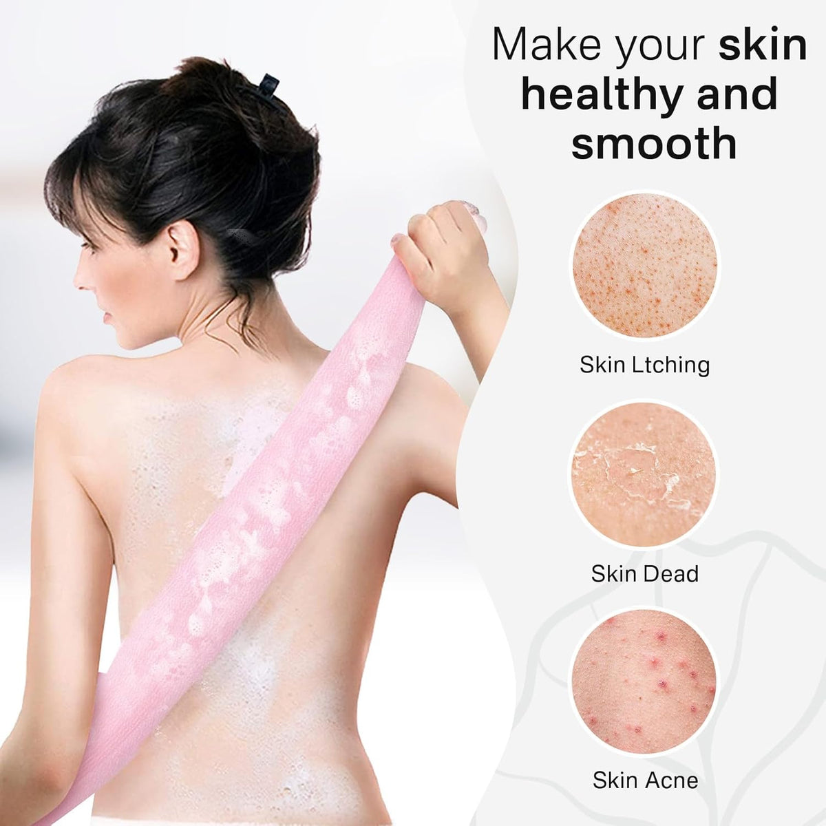 Yiclick Exfoliating Washcloth Towel, Japanese Exfoliating Wash Cloth, Korean Body Scrubber Exfoliator, Back Scrubber Washer for Shower Bath, Body Scrub African Net Sponge Loofah Luffa (Colors)