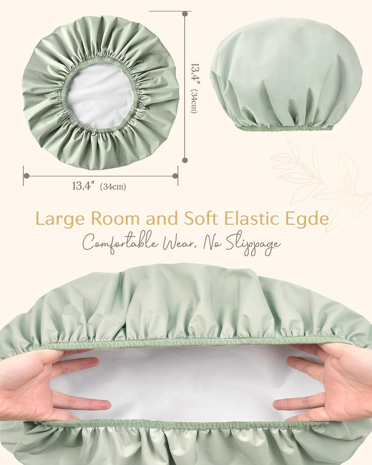 Yanibest Shower Cap Reusable Waterproof, Double Layer Shower Caps for Women