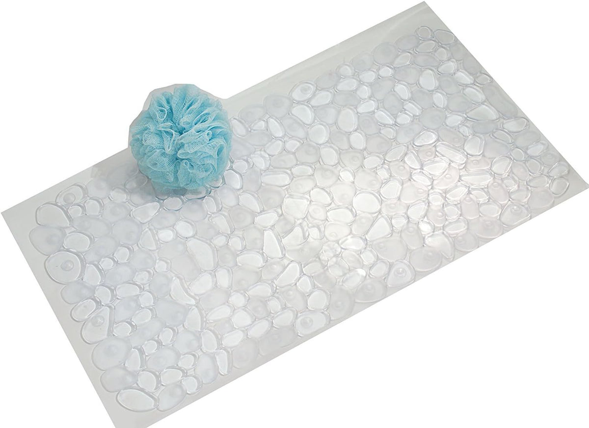 iDesign Pebblz Non-Slip Suction Bath Mat, Green, 26" x 13.5"