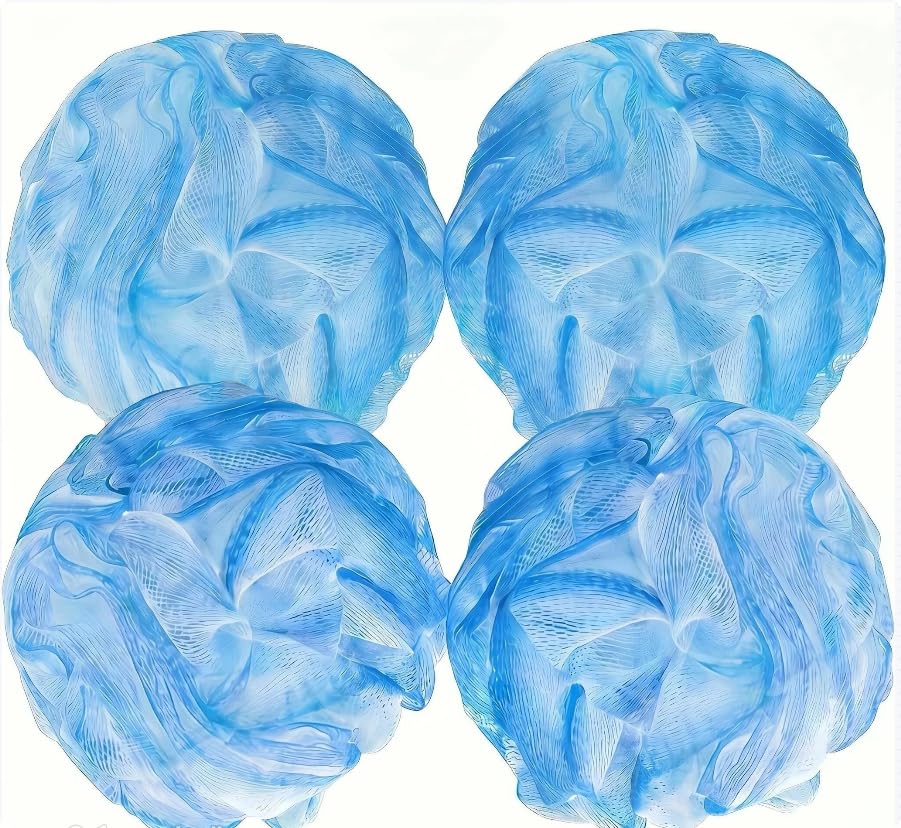 WhaleLife Bath Loofah Sponge for Shower - Body Scrubber 4-Pack Black