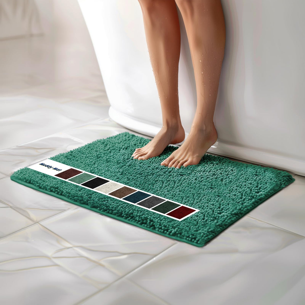 Muddy Mat Chenille Bathroom Rugs Quick Dry Microfiber Mats Non Slip Washable, Extra Thick, Soft and Highly Absorbent Bath Mats for Bathroom, Kitchen, and Shower Floor - Grey Medium 30"X19"