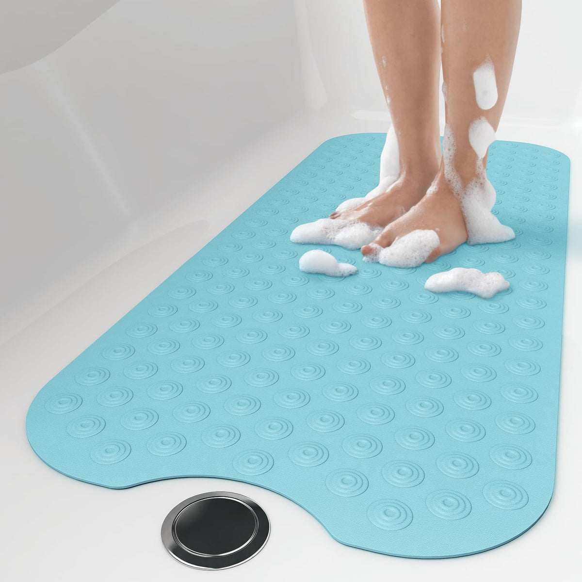 OTHWAY Bathtub Mat Non Slip, 39X16 inch Bath Mat for Tub, Machine Washable Bath Tub Mats with Reverse Suction Cups, Comfortable Rubber Bathtub Mat for Bathroom (Beige)
