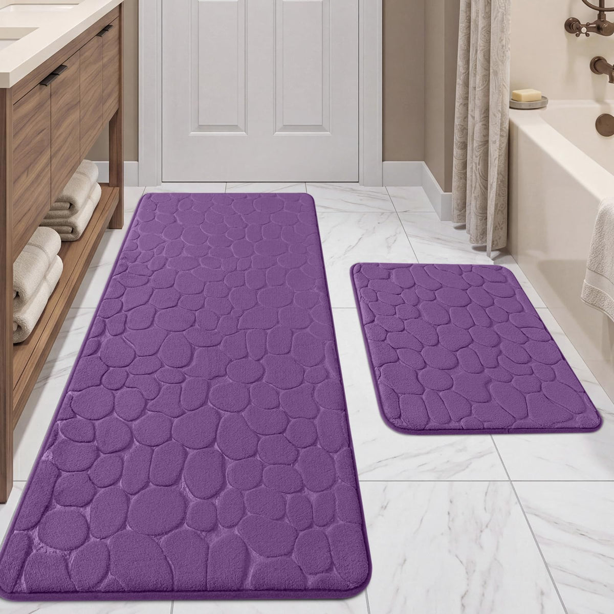 YIHOUSE Bathroom Mat Rug, Memory Foam Bath Mat, Non-Slip Bathroom Floor Mats, Cobblestone Bath Mats Absorbent Bath Rugs Washable Quick Dry (17x24,Dark Gray)