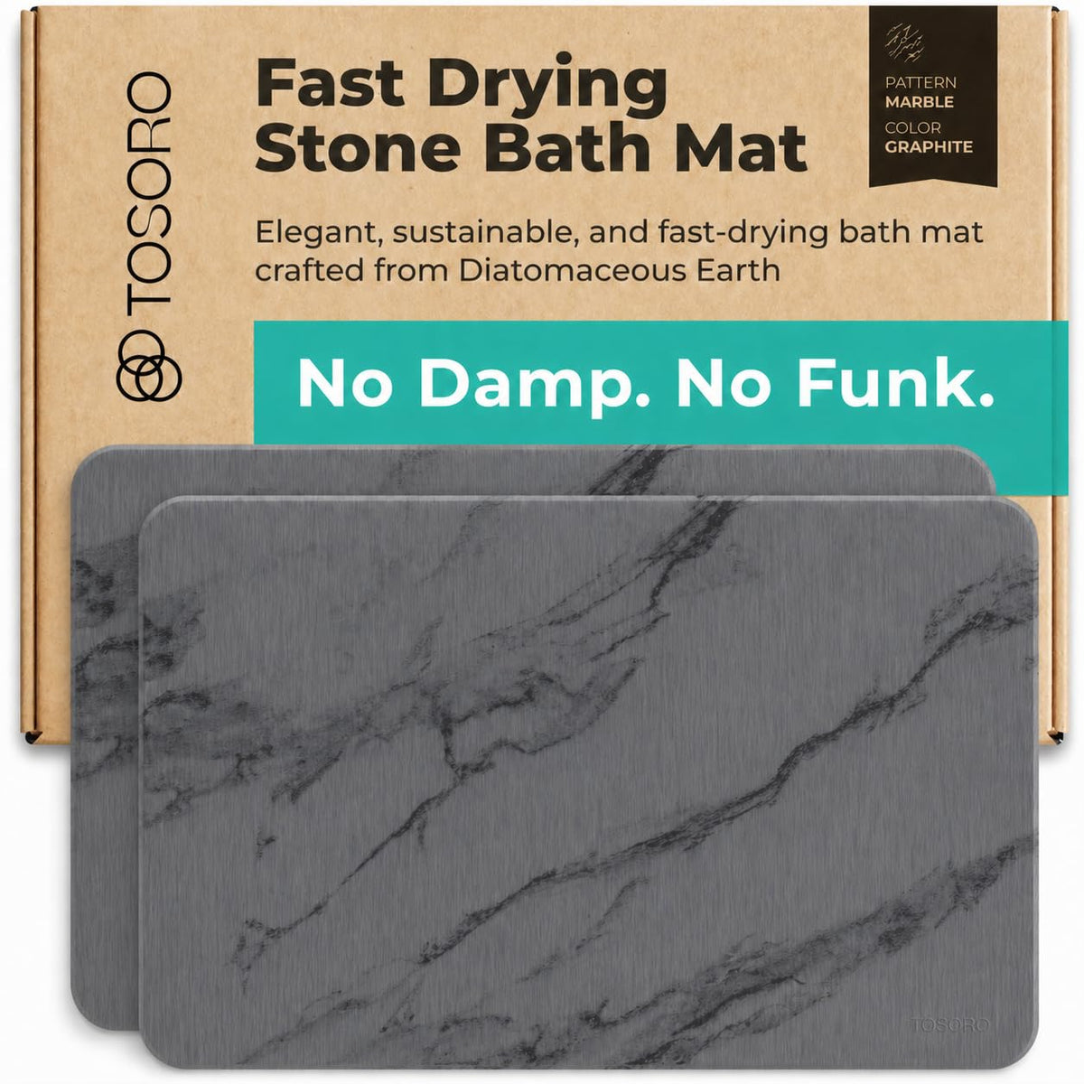 TOSORO - Stone Bath Mat Diatomaceous Earth Shower Mat Non-Slip Super Absorbent Diatomite Stone Bath Mats for Bathroom Floor Quick Drying Natural Easy to Clean (23.5 x 15) - Sandstone