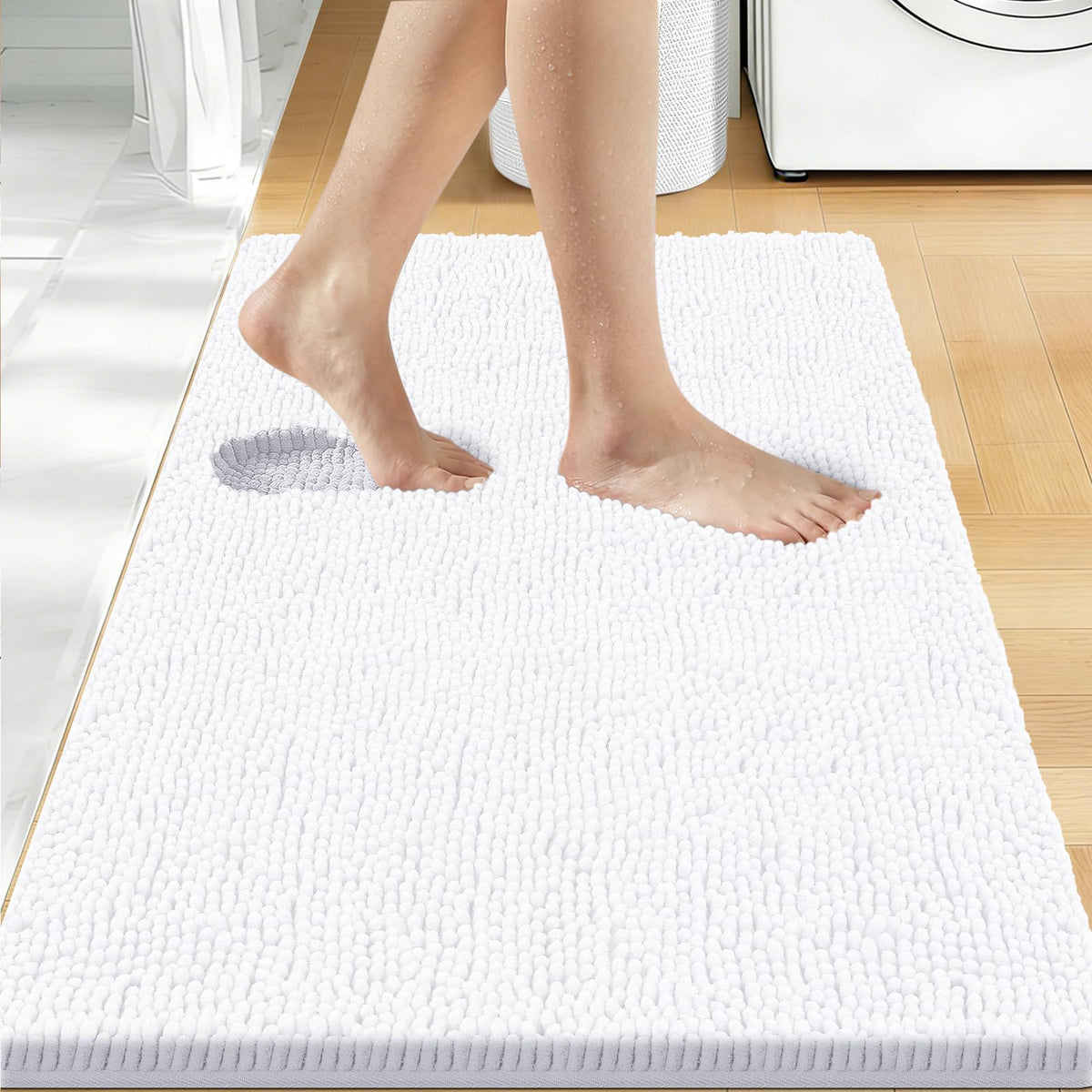Bcoimo Small Bath Rug Mat,Chenille Extra Soft Navy Bathroom Mats for Floor