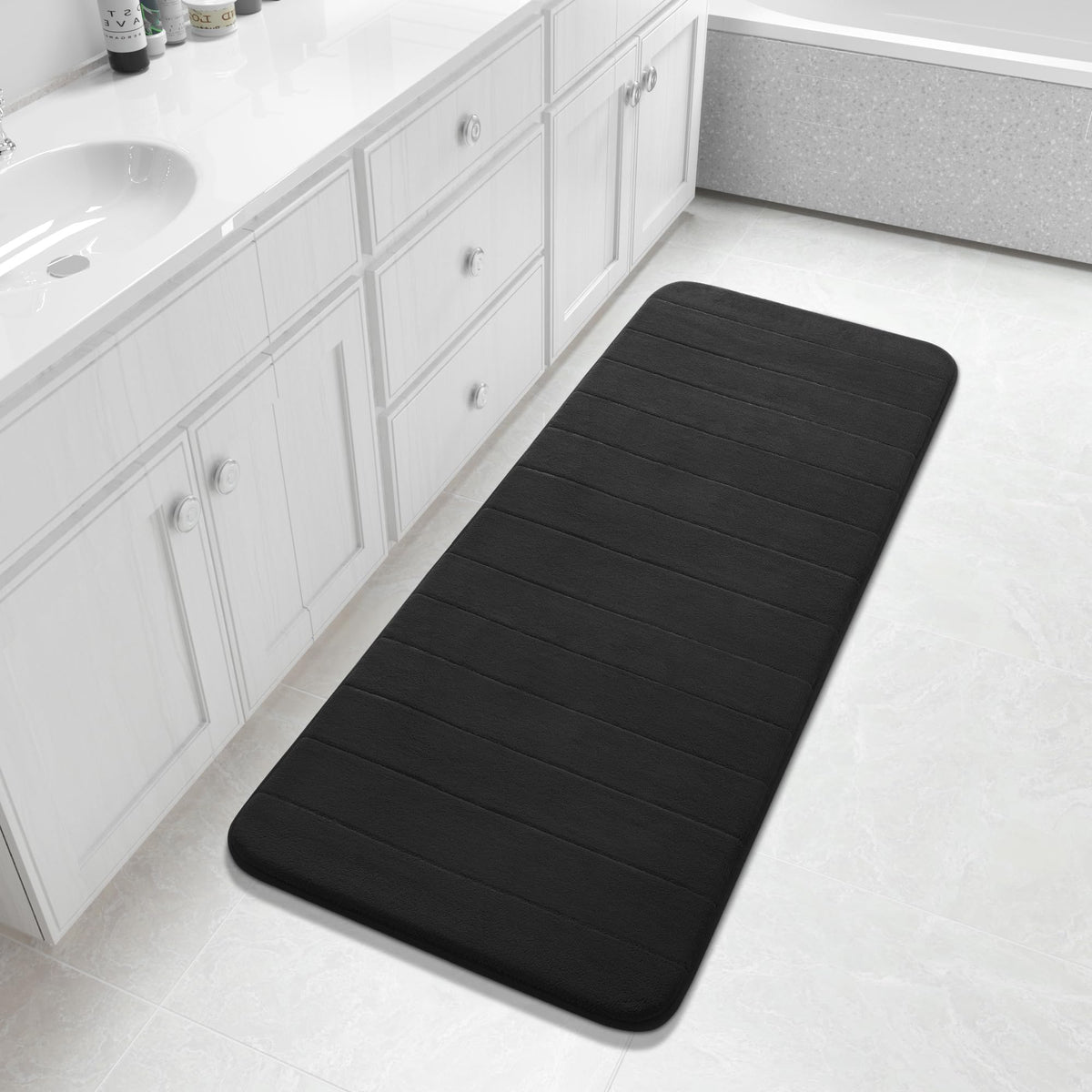 Yimobra Memory Foam Bath Mat, Super Soft Absorbent Bathroom Rug Non Slip 31.5x20 Inch, Quick Dry, Machine Washable Floor Carpet for Tub Shower, Home Decor Accessories, Beige