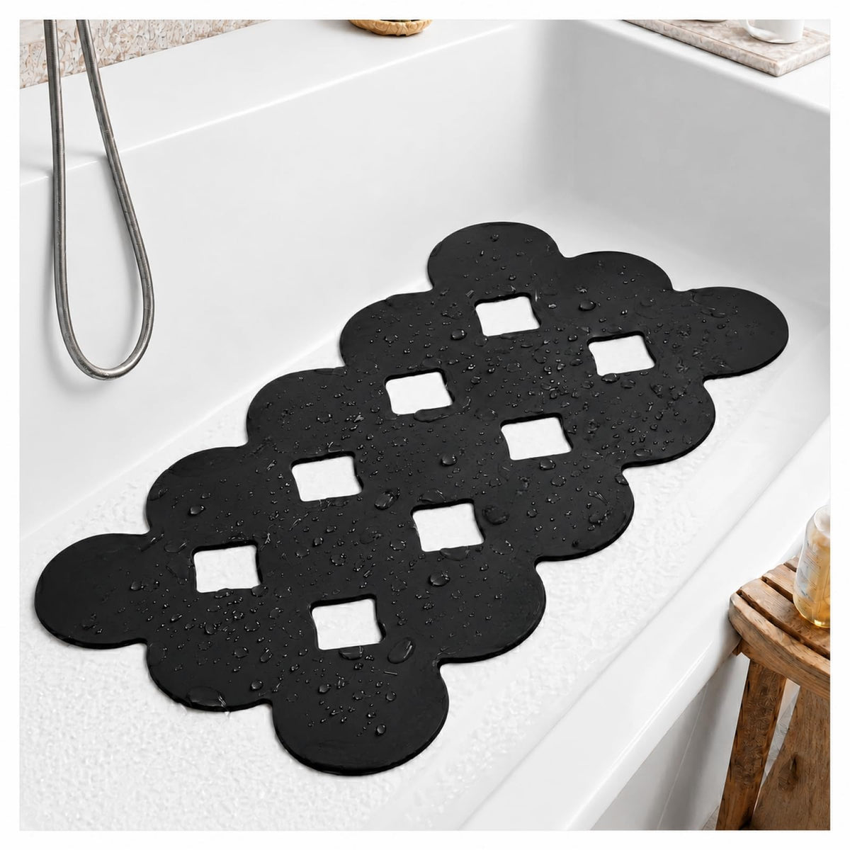 Webos Patented Non Slip Bathtub Mat Shower Bath Mats with Strong Suction Cups Superior Grip&Drainage Soft Heavy Duty Natural Rubber Bath Mat for Inside The tub (White, 28x16 inch)