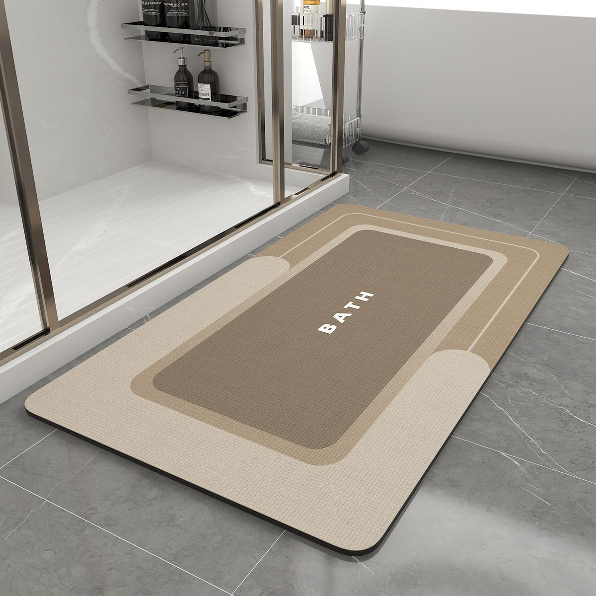 MontVoo-Bath Mat-Bath Mat Rug Non Slip Super Absorbent Stain Resistant Quick Dry Thin Bathroom Rug-Bath Mats for Bathroom Floor Bathtub Vanity-Bathmat Bath Rug Easy Care-17"x27" Darkgrey