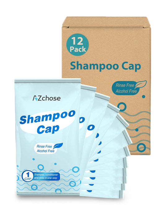 Shampoo Caps No Water Rinse Free for Bedridden Patients, 12 Pack