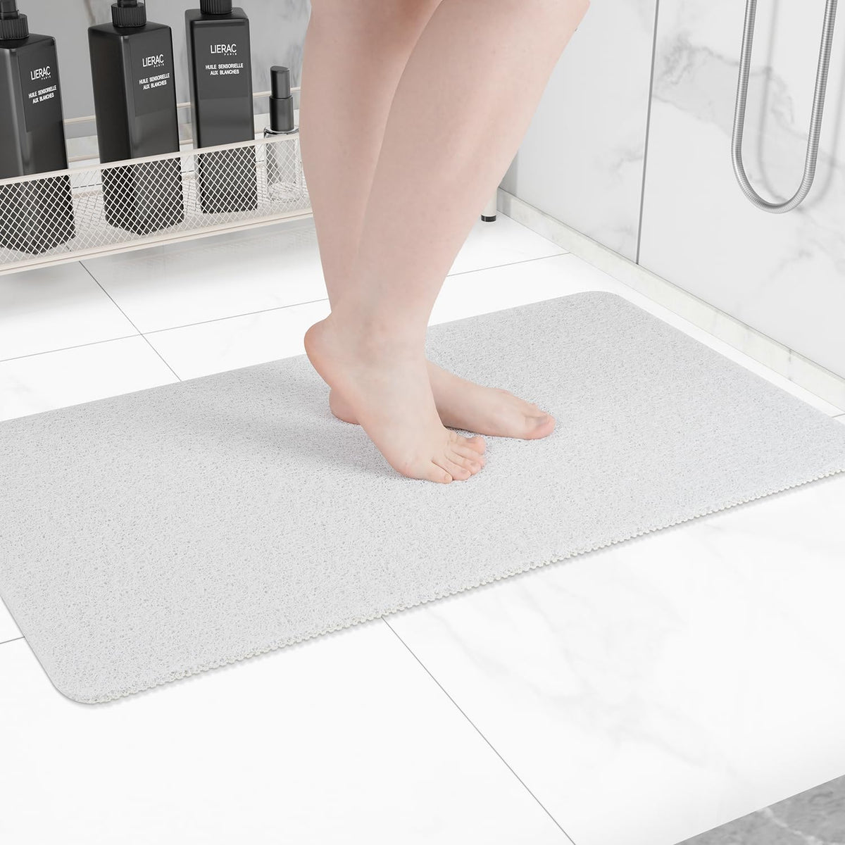 Hargiis Non Slip Bathtub Mat, Anti Slip Shower Mat, Fast Drying Bath Tub Mats, Foot Scrubber Mat, Anti Slip Mat for Tub, Floor, Bathroom, Home, Kitchen, Hotel (Beige 24"x16")