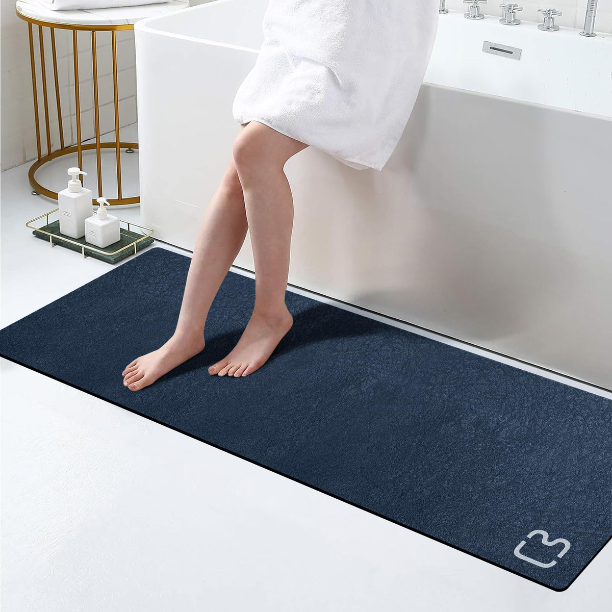 Diatomaceous Earth Bath Mat Stone Bath Mats for Bathroom,15.7"x23.6",Grey