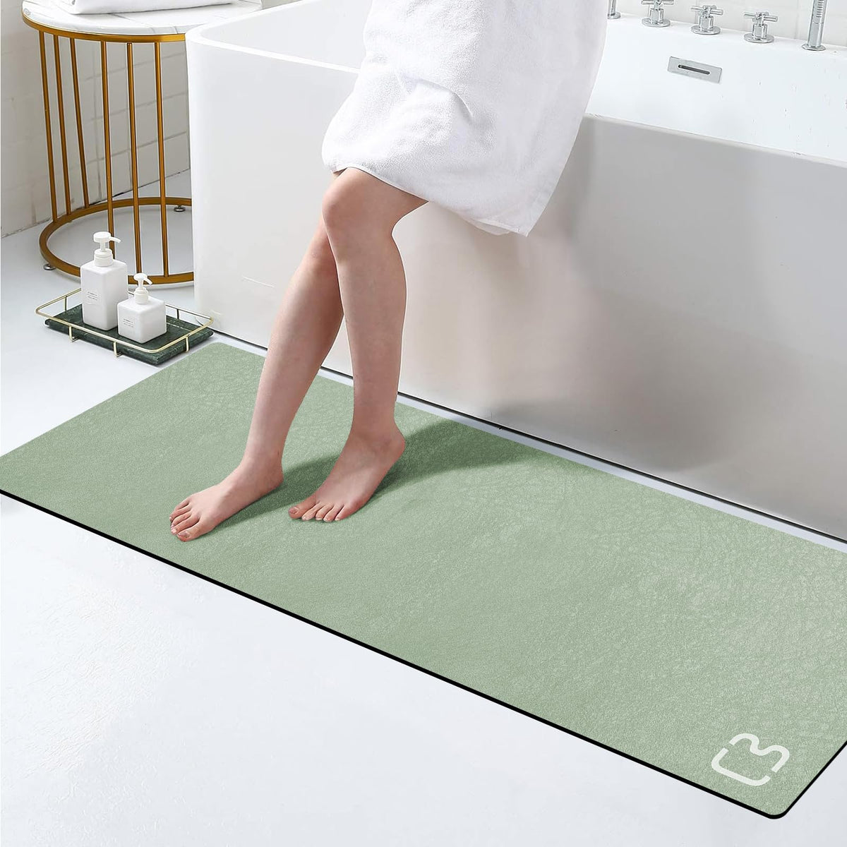 Diatomaceous Earth Bath Mat Stone Bath Mats for Bathroom,15.7"x23.6",Grey