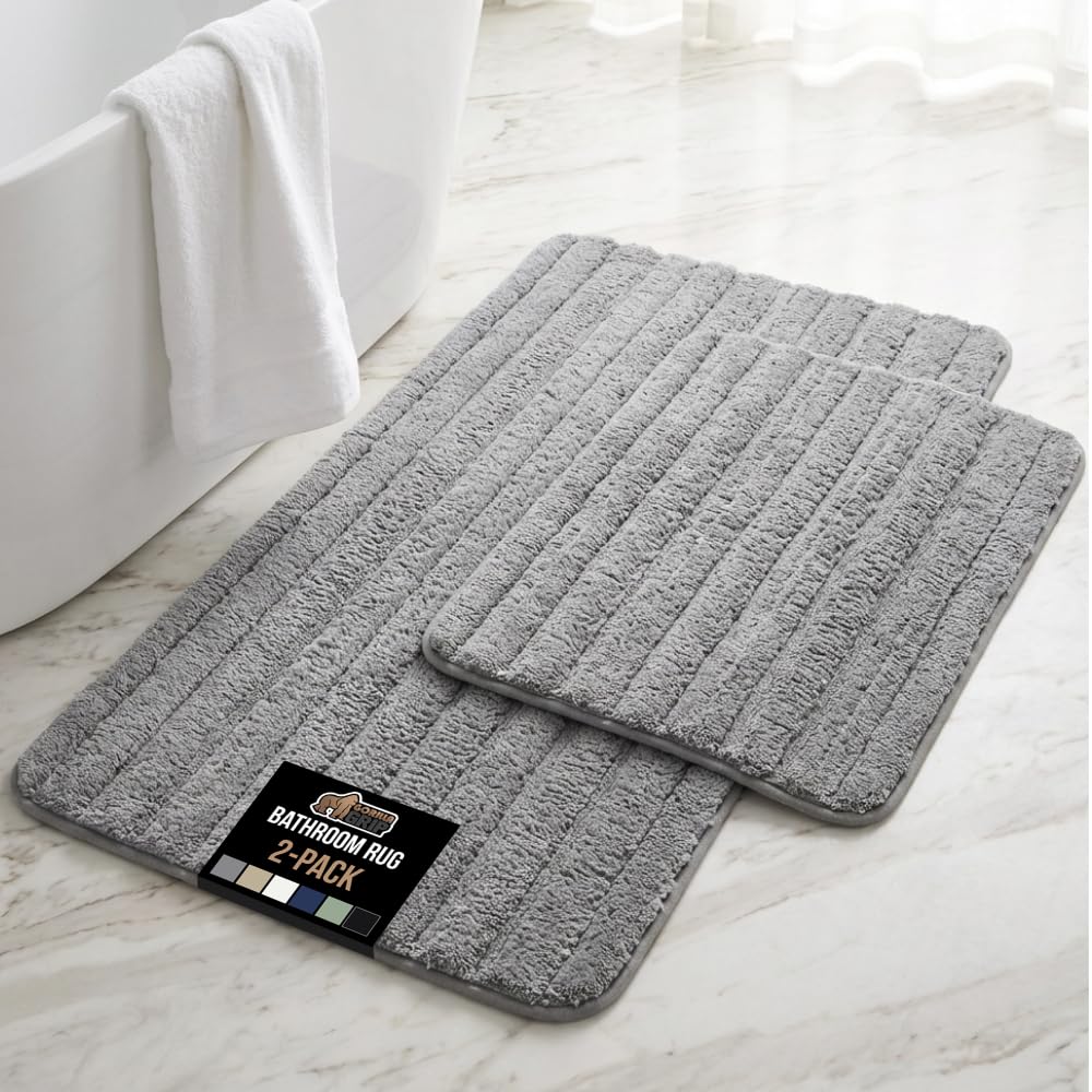 GORILLA GRIP Memory Foam Bathroom Rugs, Absorbent Bath Mat, 24x16 Navy