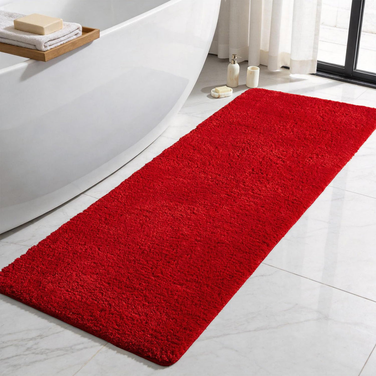 TYUU Black Bathroom Rug, Ultra Soft Bath Rugs Non Slip Washable, Super Absorbent Quick Dry Small Bath Mat with Rubber Backing for Bathroom Floor, Shower, or Sink, Black 16" x 24"