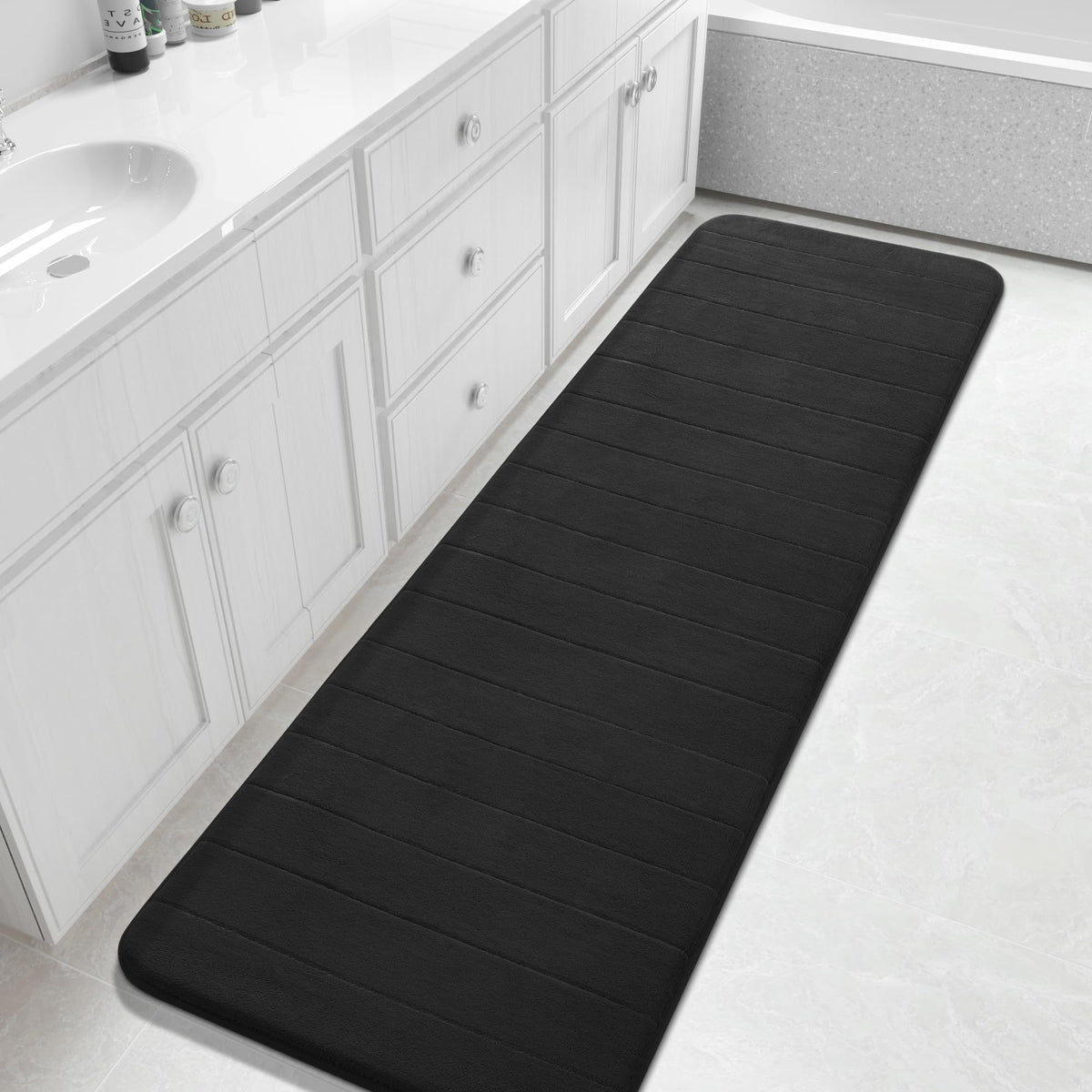 Yimobra Memory Foam Bath Mat, Super Soft Absorbent Bathroom Rug Non Slip 31.5x20 Inch, Quick Dry, Machine Washable Floor Carpet for Tub Shower, Home Decor Accessories, Beige