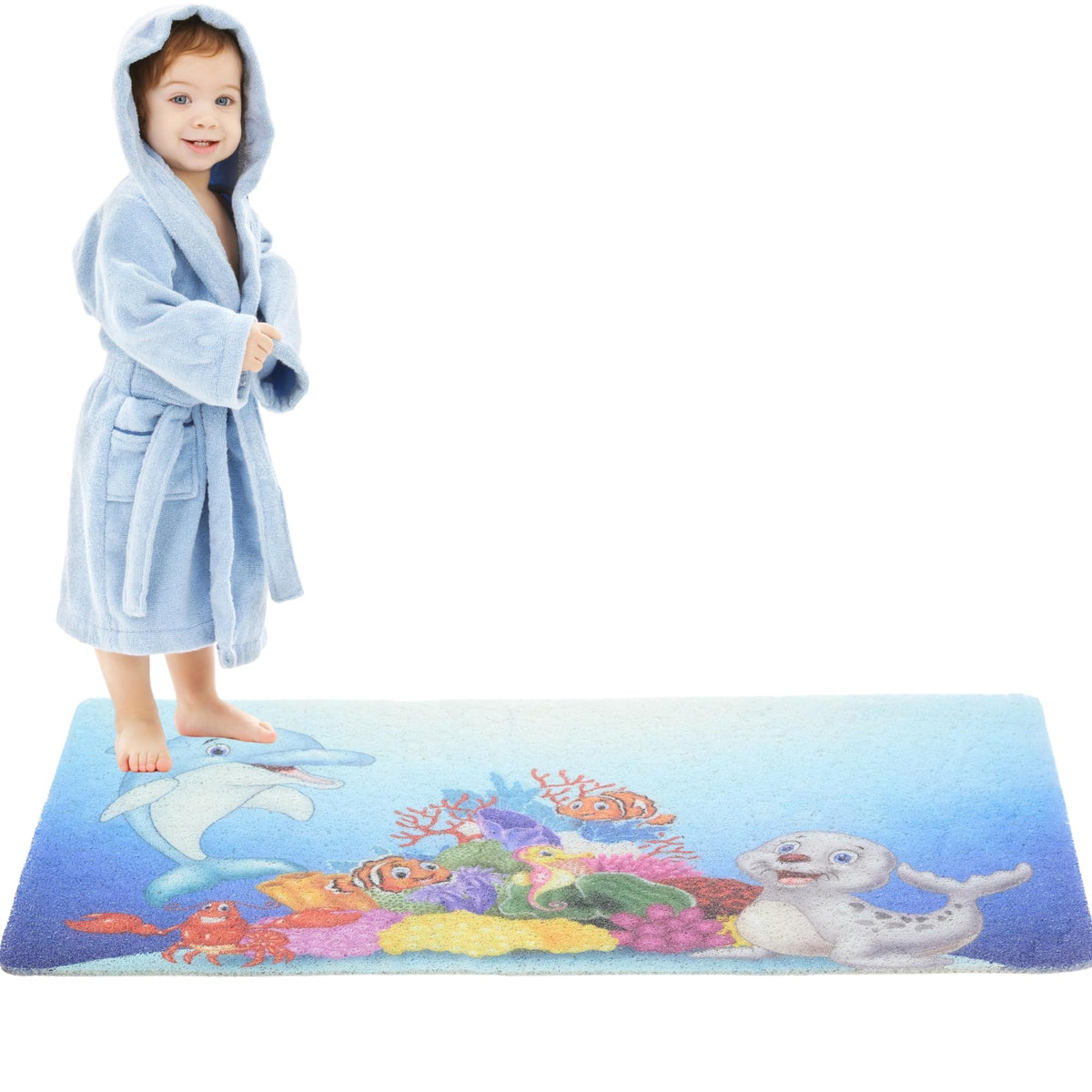 Non Slip Bathtub Mat Shower Mat for Tub - Loofah Bath Mats for Bathroom - 40x16 Bathtub Floor Mat - Textured Anti Slip Bath Mat Without Suction Cups - Secure Mat for Wet Areas (40x16 Pebble Blue)