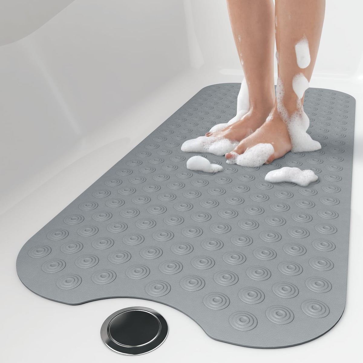 OTHWAY Bathtub Mat Non Slip, 39X16 inch Bath Mat for Tub, Machine Washable Bath Tub Mats with Reverse Suction Cups, Comfortable Rubber Bathtub Mat for Bathroom (Beige)